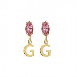 THENAME letter G light rose earrings in gold plating