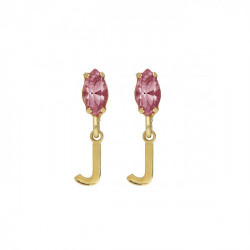 THENAME letter J light rose earrings in gold plating