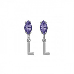 THENAME letter L tanzanite earrings earrings in silver
