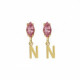 THENAME letter N light rose earrings in gold plating image
