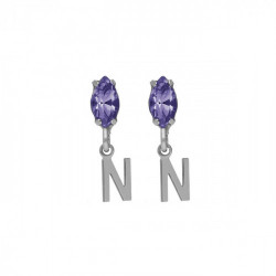 THENAME letter N tanzanite earrings earrings in silver