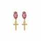 THENAME letter T light rose earrings in gold plating image