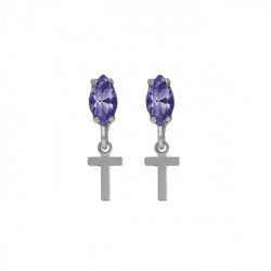 THENAME letter T tanzanite earrings earrings in silver