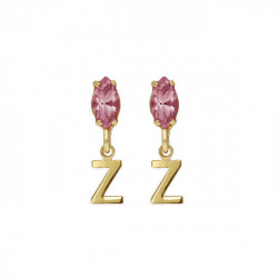 THENAME letter Z light rose earrings in gold plating