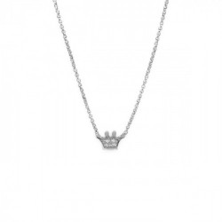 Collar corto corona con circonitas elaborado en plata