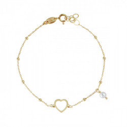 Soulmate heart pearl bracelet in gold plating