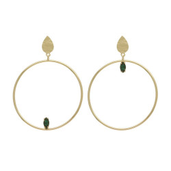 Pendientes círculo emerald de Etnia bañado en oro