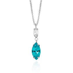 Aqua marquise light turquoise necklace in silver