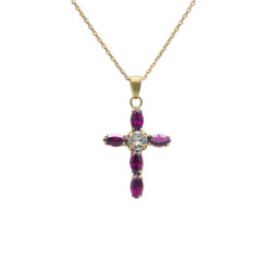 Arisa cross amethyst necklace in gold plating