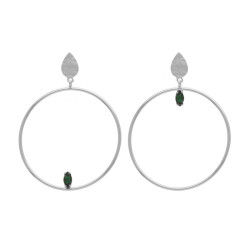 Pendientes círculo emerald de Etnia elaborado en plata