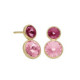 Basic XS double crystal fuchsia and light rose earrings in gold plating image