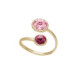Basic XS double crystal fuchsia and light rose ring in gold plating image