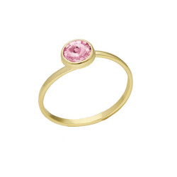 Anillo ajustable círculo rosa bañado en oro