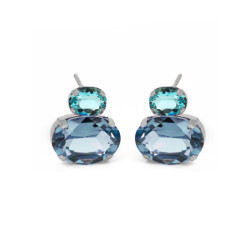 Transparent denim blue earrings in silver