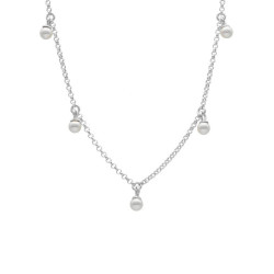Perlite pearls crystal necklace in silver