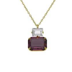 Helena rectangular amethyst necklace in gold plating