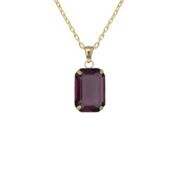 Helena rectangular amethyst necklace in gold plating