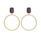 Helena rectangular amethyst earrings in gold plating