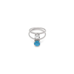 Celina azure blue double ring in silver