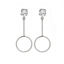 Minimal round crystal earrings in silver