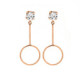 Minimal round crystal earrings in rose gold plating in gold plating image