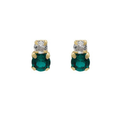 Jasmine you + me emerald earrings in gold plating