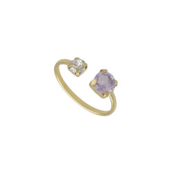Jasmine violet open ring in gold plating