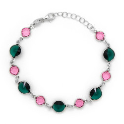 Basic circles emerald bracelet in silver