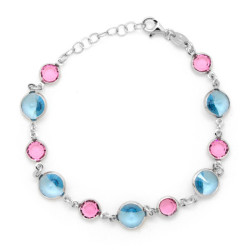 Basic circles aquamarine bracelet in silver