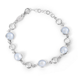 Basic circles powder blue bracelet in silver