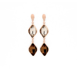 Classic rhombus smoked topaz earrings in rose gold plating in gold plating
