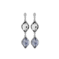 Classic rhombus blue jhade earrings in silver