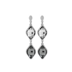 Classic rhombus crystal earrings in silver