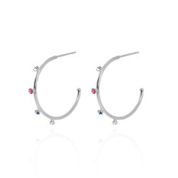 Iris multicolour hoop earrings in silver