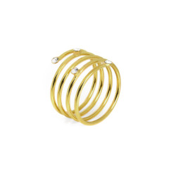 Iris spiral crystal ring in gold plating