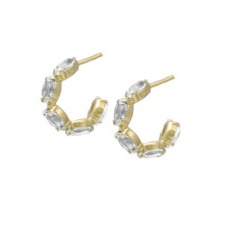 Arisa crystal curved earrings in gold plating