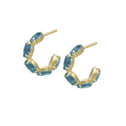 Las Estaciones aro aquamarine earrings in gold plating.