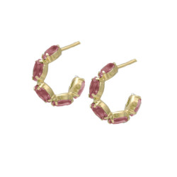 Las Estaciones aro light rose earrings in gold plating.