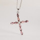 Collar corto cruz rosa elaborado en plata cover