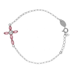 Las Estaciones cross light rose bracelet in silver.