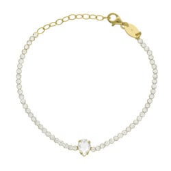 Eunoia gold-plated adjustable bracelet with crystal in mini zircons and teardrop shape