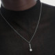 Eunoia sterling silver short necklace with crystal in mini zircons and teardrop shape cover