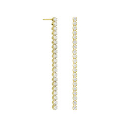 Eunoia gold-plated long earrings with crystal in mini zircons shape