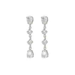 Eunoia sterling silver long earrings with crystal in tears shape