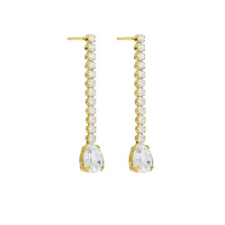 Eunoia gold-plated long earrings with crystal in mini zircons and teardrop shape