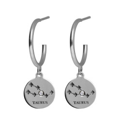 Zodiac taurus crystal hoop earrings in silver