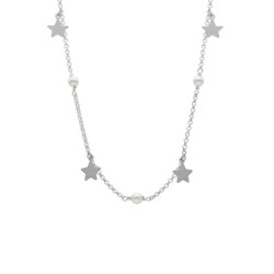Vera stars crystal long necklace in silver