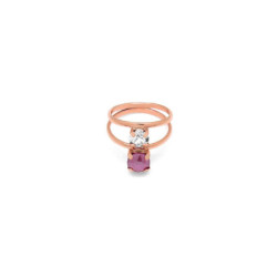 Celina peony pink double ring in rose gold plating in gold plating