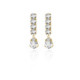 Transparent gold-plated long earrings with white in tear shape