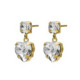 Well-loved gold-plated short earrings with white crystal in heart shape image